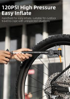 WEST BIKING-bomba de aire portátil para bicicleta, Inflador de neumáticos con válvula Schrader Presta, manómetro preciso, 120PSI, aleación de aluminio - details 2
