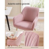 Silla de comedor, silla de cocina, sillón de terciopelo, silla tapizada con reposabrazos, carga máxima. de120 kg, Patas de Metal, para Comedor, Cocina, Rosa Jalea y Dorado Pálido LDC087R01 - details 3