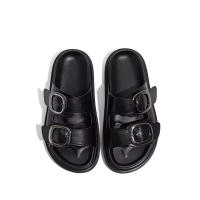 Sandalias planas de mujer de estilo superventas con suela gruesa y correa de doble hebilla, zapatillas suaves en primavera de talla grande - details 3