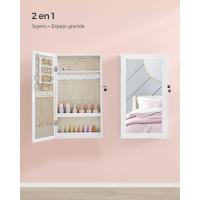 Armario Joyero de Pared, Armario de Joyas con Espejo, Organizador de Joyas para Ahorrar Espacio, Superficie Blanca y Forro Negro JBC51W - details 20
