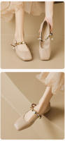 Zapatos Mary Jane de punta cuadrada para mujer, estilo francés con falda, zapatos de tacón bajo, zapatos de mujer de talla grande - details 3