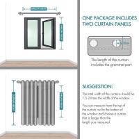 Cortinas Opacas de salón, 2 Piezas, Cortinas térmicas aislantes frío y Calor para Dormitorio con Ojales Gris Claro - details 2