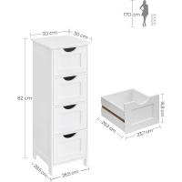 Armario de Baño Moderno Blanco 4 Cajones, 30 x 30 x 82 cm Ideal para Sala de Estar, Cocina, Comedor - details 5