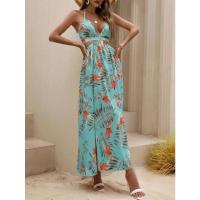 2025 Nuevos vestidos de mujer, estampados, sin espalda, con lazo, falda con abertura - details 16