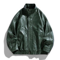 Abrigo a prueba de viento con solapa Retro a la moda para hombre, nueva chaqueta de cuero sólido holgada sencilla, Tops informales cómodos y versátiles para otoño e invierno - details 2