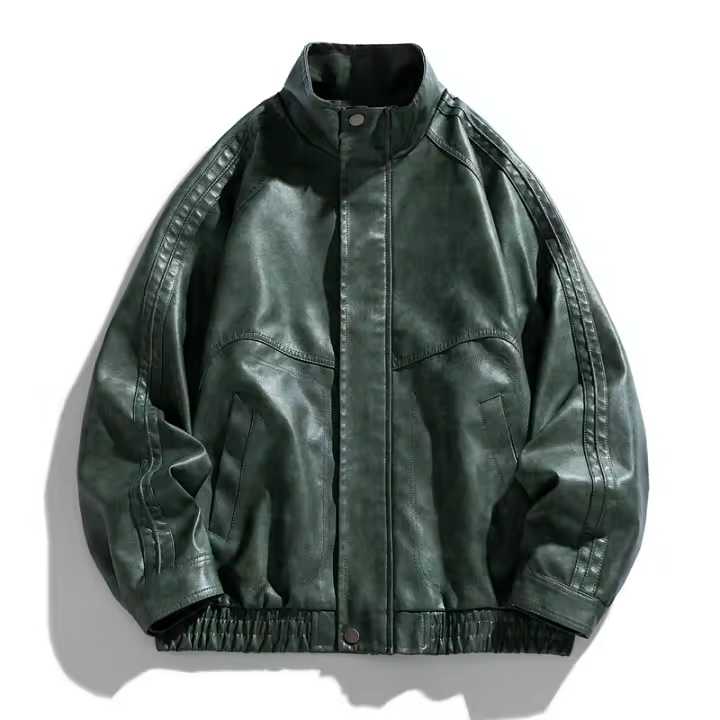 Abrigo a prueba de viento con solapa Retro a la moda para hombre, nueva chaqueta de cuero sólido holgada sencilla, Tops informales cómodos y versátiles para otoño e invierno - 1