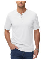 MAGCOMSEN-camisetas Henley para hombre, Camisa cómoda con cuello Henry, de manga corta, informal, de verano - details 7