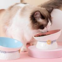 Cuenco de cerámica para gatos, cuenco creativo con boca inclinada para mascotas, base alta, antideslizante, multiusos, cuenco de alimentación para comida de perros, contenedor de agua - details 9
