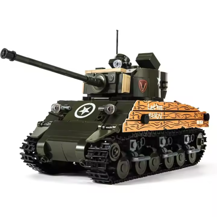 Tanque de Batalla Sherman M4A3 Set de Construcción de Ejército con Juguetes de Colección Militar para Niños y Adultos - 1