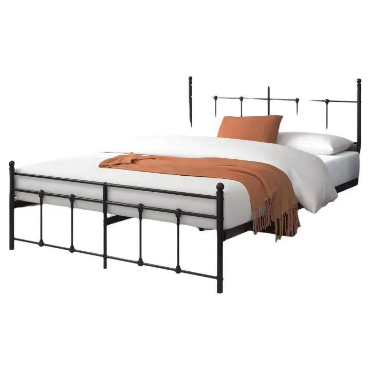 Cama 150x190 cm Altura 31cm con almacenamiento bajo la plataforma metal con cabecero - 1