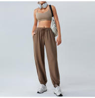 Pantalones de chándal sueltos de cintura alta de primavera para mujer, pantalones largos informales adelgazantes con capa de aire suave para Fitness - details 22