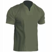 Camiseta deportiva de gran tamaño para hombre, de algodón elástico, con bolsillo, manga corta, cuello en V, estilo polo, para verano. - details 2