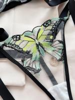 Conjunto de ropa interior de malla transparente con tirantes bordados de mariposa para mujer, lencería Sexy, ropa de realce, novedad - details 12
