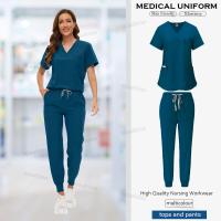 Exfoliantes médicos, accesorios de enfermería Dental, conjunto de Top de manga corta + pantalones, bata quirúrgica, uniforme de Spa transpirable para mujer - details 10
