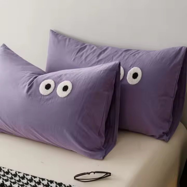 Funda de almohada suave y cómoda, funda de almohada transpirable lavable a máquina con dibujos animados, funda de cojín Rectangular de poliéster para viaje, 2 uds. - 1