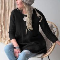 Tops sueltos de manga corta con cuello redondo para mujer, bolsillo de algodón y lino, nuevo - details 5