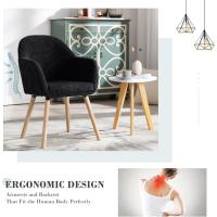 Silla de Comedor Estilo Vintage Juego de 1, Silla Cocina, Silla Nordica con Respaldo y Reposabrazos, Tela Pana, Estructura de Madera, Sillas para Tocador, Escritorio, Crema, EZS26cm-1 - details 44
