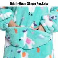 Manta de franela de invierno para adultos y niños, sudadera con capucha de manga larga, jersey de lana, manta usable, regalo - details 4