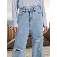 Vaqueros de pierna recta de cintura alta para mujer, pantalones vaqueros rasgados elegantes y elegantes, nd 2025 - details 8
