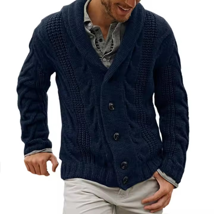 Suéter para hombre, chaqueta de mezcla de algodón con cierre de botones, suéter de invierno, para hombre, abrigos, chaqueta de punto para mantener el calor, prendas de vestir - 1