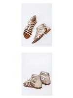 Sandalias de mujer sencillas de verano para vacaciones en la playa, nuevas, retro, con cremallera trasera plana, estilo étnico bohemio romano - details 6