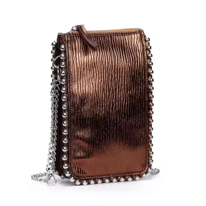 Bolso de mano con cuentas para mujer, bolso bandolera con cadena, bolso esmerilado para teléfono móvil, bolso con cremallera para mujer - 1