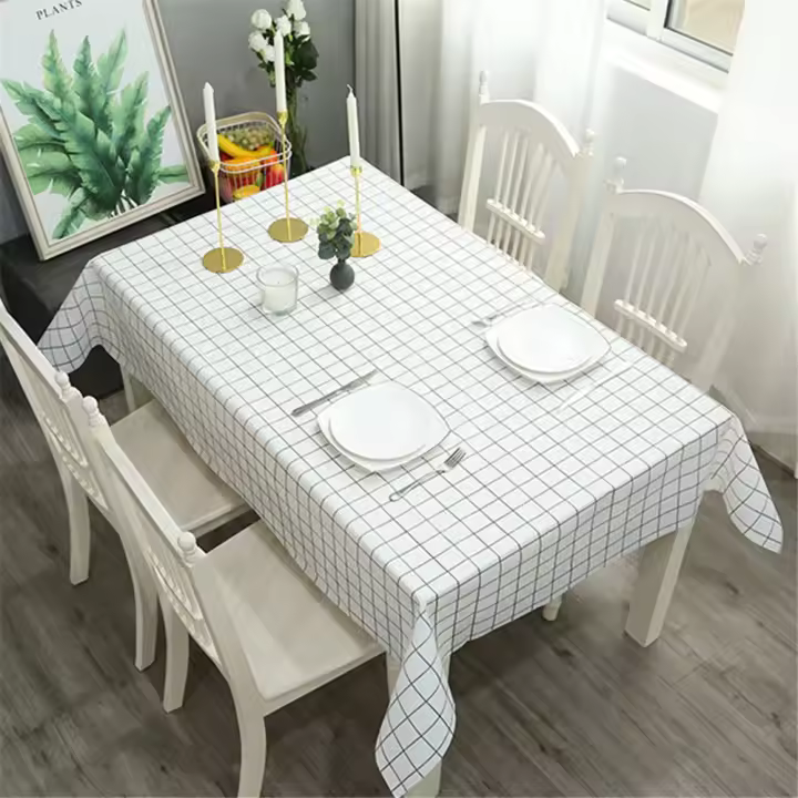 Mantel de plástico PVC impermeable a prueba de aceite para mesa de comedor de cocina, cubierta rectangular impresa, antiincrustante - 1