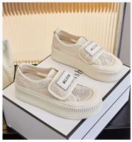 Zapatos deportivos de suela gruesa para mujer, zapatos para caminar a la moda con cordones y corte bajo, tenis blancos - details 5