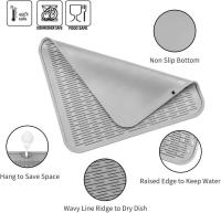 Alfombrilla de silicona para secar platos de varios usos, fácil de limpiar, ecológica, resistente al calor, para encimera de cocina o fregadero, forro para refrigerador o cajón gris XL 18 pulgadas x 16 pulgadas - details 1