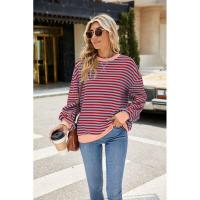 Sudaderas de cuello redondo a rayas para mujer con prendas de vestir exteriores de colores contrastantes - details 12