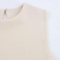 BUNO-Mini vestido de retazos de moda para mujer, cuello redondo, sin mangas, dobladillo abullonado, vestidos para mujer - details 11