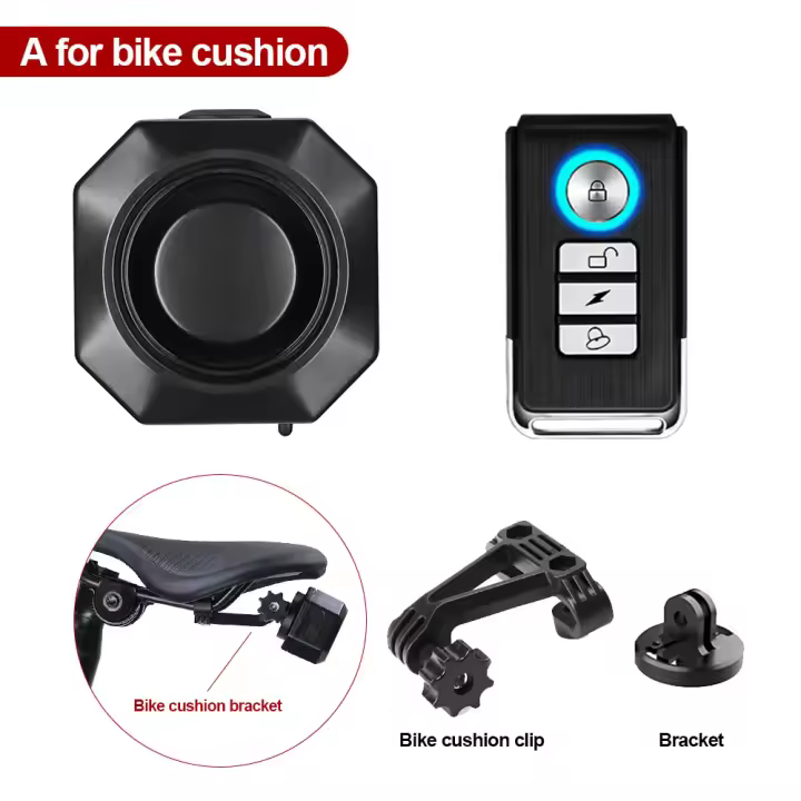 Awapow-alarma antirrobo para bicicleta con Control remoto, recargable por USB, 110dB, Detector con soporte - 1