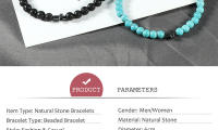 Pulsera de Piedra Natural 6mm Estilo Trenzado para Hombres y Mujeres Cruza de Oración Jesús - details 1