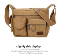 Bolso cruzado para hombre, lona Vintage, correas ajustables, múltiples bolsillos con cremallera, duradero, para senderismo al aire libre - details 7