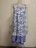 Verano nuevo vestido de chaleco de tirantes sin mangas floral oscilante idílico europeo y americano. - details 1