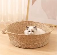 Cesta de Mimbre Tejida para Mascotas Nido Universal de Cuatro Estaciones para Gatos y Perros Cama de Dormir Suave Accesorios de Fotografía para Cachorros y Gatos - details 2