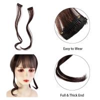 Extensiones de cabello para mujer, Clip en la frente, accesorios para el cabello, flequillo de barba de dragón, flequillo largo y rizado, peluca de síntesis con flequillo de parte media - details 3