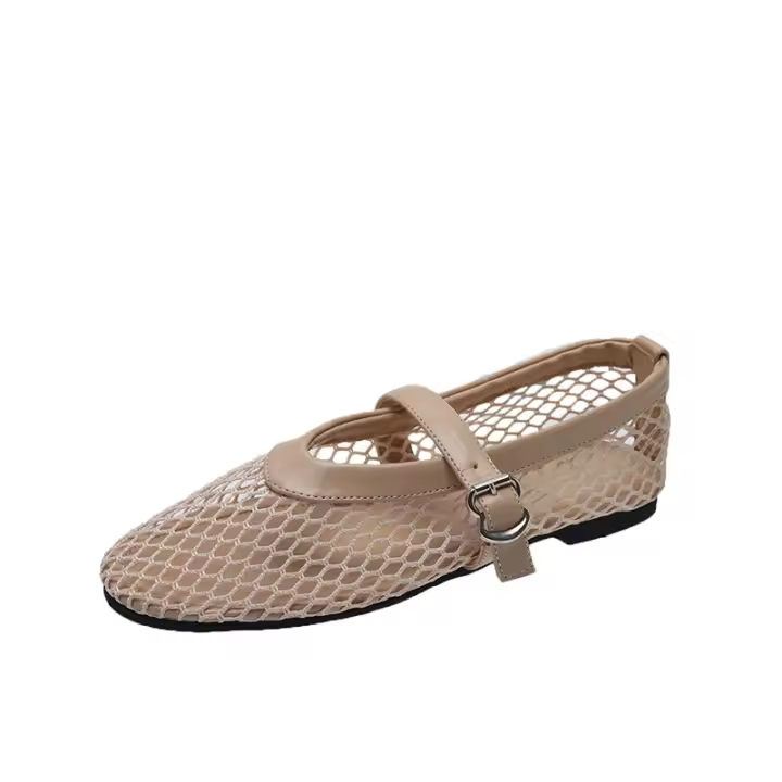 Nueva cabeza redonda de malla hueca, cómodos pisos de ballet, zapatos de red de pesca - 1