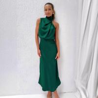 Vestido De Satén De Color Sólido De Europa Y América, Sin Mangas, Elegante, Temperamento Ligero, De Gala, Primavera Y Verano - details 5