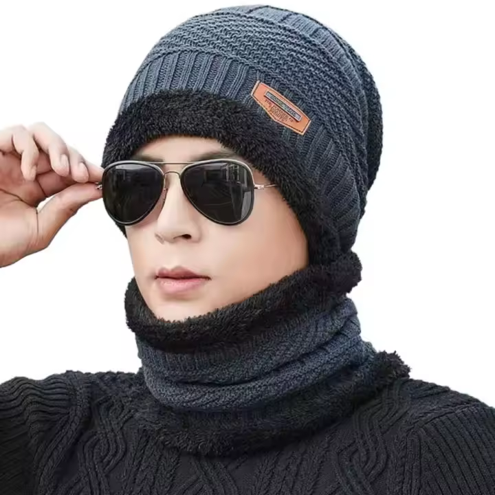 Bufanda de lana de Coral gruesa de terciopelo, gorro de protección para el cuello, gorros de invierno suaves y cálidos, gorro de punto para montar al aire libre - 1