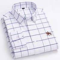 Camisas de caballo bordadas para hombre, ropa de calle de gran tamaño, 2025 algodón, Oxford, informal, manga larga, talla grande, 100% - details 15