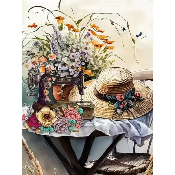 Pintura al óleo Ruopoty con números pintura única como regalo para adultos y niños 40x50 picture de sombrero de paja marco moderno abstraído - 1