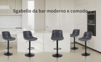 Taburete de Bar, Taburete Giratorio con Respaldo, sillas de Bar Modernas Ajustables, Taburete Alto sin Brazos de Piel sintética para Isla de Cocina, Color Marrón - details 0