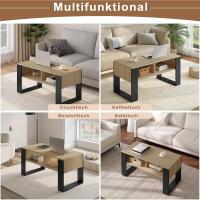 Mesa Centro Baja Mesa Auxiliar de 2 Niveles Mesita Lateral para Sofá Mesa de Café con Comodidades - details 17