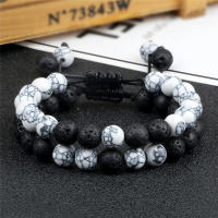 Pulsera de Piedra de Malaquita Verde Natural Encanto de Abalorios de Lava para Hombres y Mujeres - details 13