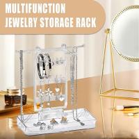 Estante de joyería de escritorio transparente con Base, soporte organizador para collares colgantes, bandeja de almacenamiento desmontable creativa - details 5