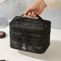 Bolsas de cosméticos de malla con cremallera, bolsa de maquillaje de perspectiva de gran capacidad de 1/2/3 capas, bolsa de lavado multifuncional, bolsa de almacenamiento de doble capa - details 8