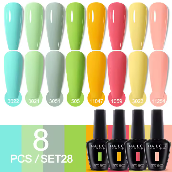 NAILCO-Juego de esmaltes en Gel para uñas, barniz híbrido UV Gellak Lakiery, barniz multicolor para capa superior, 15ml, 8 unidades por Set - 1
