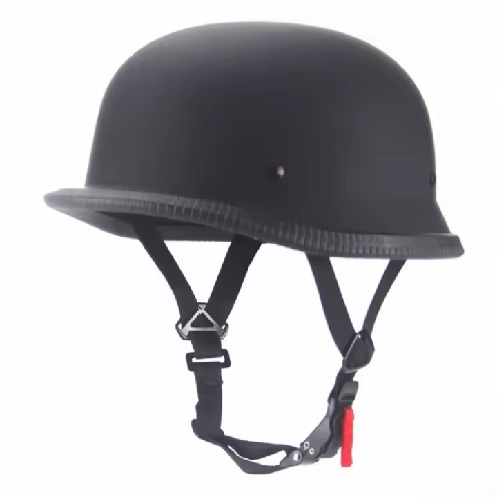 Casco de Motocicleta Vintage Casco Abierto de Cara, Casco Medio de Seguridad Facial Alemán, Casco Retro para Scooter - 1