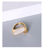 Anillo de Acero Inoxidable con Diseño de Concha Geométrica de Plata-Oro-Maple Leaf - details 6